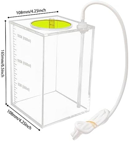 Aquarium Choice Acryli Made Liquid Storage Bucket Doing Pump Reservoir Container (4.25 * 4.25 * 6.5 Inch;1500ml/1.5L（Yellow）)