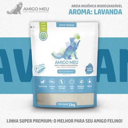 Natural Cassava Cat Litter – Flushable, Strong Clumping & Biodegradable – Dust-Free, Low Tracking & Superior Odor Control – Soft Fine Grains for Sensitive Paws – Eco-Friendly & Plant-Based (Lavender)