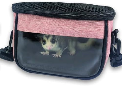 Small Pet Carrier Bag - Single - Shoulder Outdoor Carrier for Hamsters, Sugar Gliders & Flying Squirrels Portable Small Pet Travel Bag (Pink)