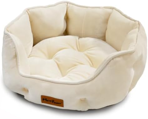 Cream Ivory Cat Bed for Indoor Cats, Removable Cushion Bed