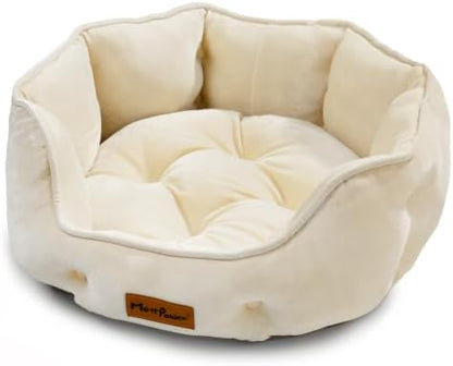 Cream Ivory Cat Bed for Indoor Cats, Removable Cushion Bed