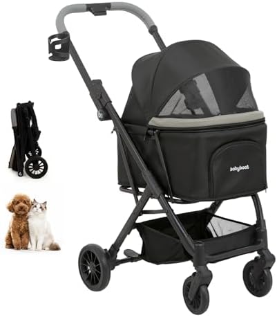 Babyboat Portable Dog Stroller for Small Dogs Cats Up to 35 Lbs - Black