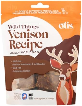 O.T.I.S. Wild Things Venison Recipe Jerky for Dogs – 4 oz – Soft Dog Treats with Venison as 1st Ingredient – GMO-Free – No Hormones or Artificial Additives
