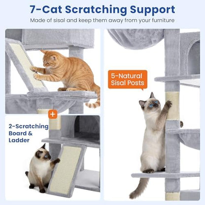 ABCPET 82" Tall Heavy-Duty Multi-Level Large Cat Tree Tower, Light Grey