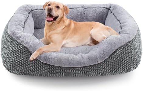 INVENHO Large Dog Beds for Large Dogs Washable, Rectangle Dog Beds Large Sized Dog, Orthopedic Dog Bed, Warming Soft Sleeping Puppy Bed Durable Pet Bed with Anti-Slip Bottom L(35"x25"x10")