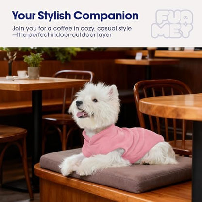 FUAMEY Dog Fleece Vest for Small Dogs,Warm Stretchy Dog Sweatshirts Pullover with Leash Hole Dogs Sweater Soft Pet Turtleneck Cozy Pet Vest Lightweight Sleeveless Pink S
