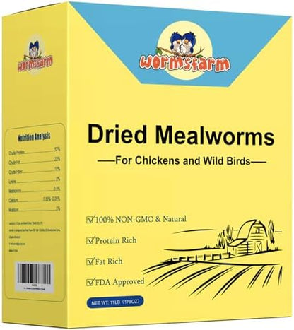 11lb Dried Mealworms for Wild Birds,Treats for Chickens,Laying hens