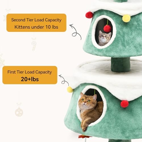 DWVO 63" Christmas Cat Tree with 2-Storey House