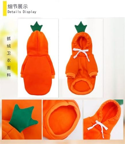 Warm Dog Winter Clothes Cute Fruit Dog Coat Hoodies Fleece Pet Dogs Costume Jacket for French Bulldog Chihuahua Ropa para Perro(Orange,XL)