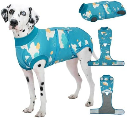 Kuoser Dog Recovery Suit, Female Male Spay Neuter Surgery Suit, Cloud, L