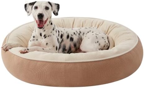 36 inches Soft Touch Fleece Donut Dog Bed for Large Dogs,Brown