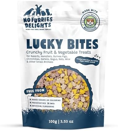 Treats, 100% All Natural Mini Bites for Rabbit Hamster Guinea Pig Chinchilla Pet Rat Mice Gerbil Bird, Healthy Enrichment Bonding Rewarding Training (Lucky Variety Pack 100g)