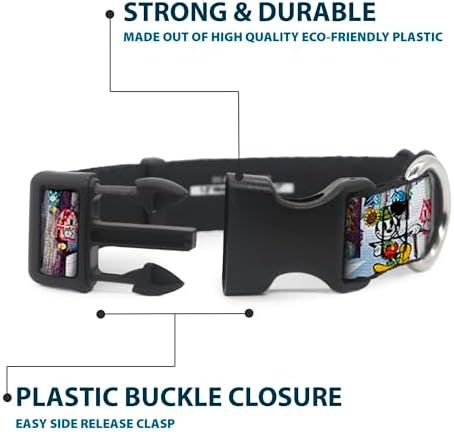 Buckle-Down Plastic Clip Collar - Mickey & Minnie Yodelberg Scenes - 1" Wide - Fits 9-15" Neck - Small