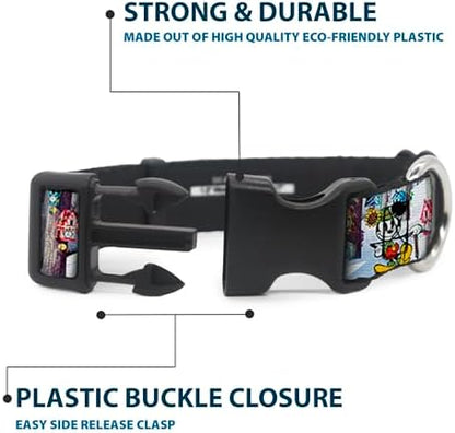 Buckle-Down Plastic Clip Collar - Mickey & Minnie Yodelberg Scenes - 1" Wide - Fits 9-15" Neck - Small