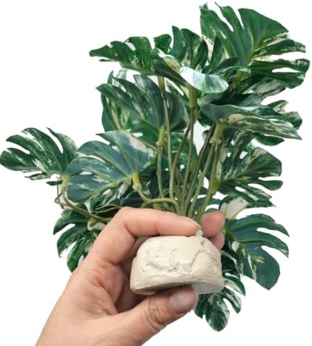 Reptile Fake Plants for Terrarium Artificial Tank Decor Accessories Suitable for Bearded Dragon Ball Python Crested Leopard Gecko Lizard Chameleon Snake-Monstera