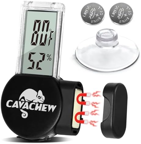 Magnetic Reptile Thermometer and Humidity Gauge, Digital Tank Thermometer Hygrometer with LCD Display, Habitat Temp Humidity Meter Accessories for Bearded Dragon, Snake, Hermit Crabs, Gecko