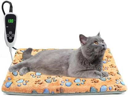 GOLOPET Cat Heating Pad 17×13 in Heated Cat Bed with Intelligent Constant Temperature Switch,Waterproof with Metal Protective Tube Puppy Whelping Supplies, Comes with a Plush Cotton Sleeve-Apricot