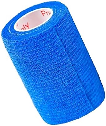 Vet Wrap Tape (Blue) (2 Pack) (3 Inch x 15 feet) Self Adhesive Adherent Adhering Cohesive Flex Self Stick Bandage Grip Roll Dog Cat Pet Horse