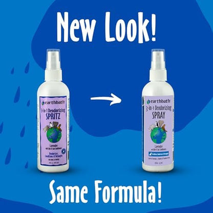 earthbath Lavender 3-in-1 Dog & Puppy Deodorizing Spritz, 8 Oz (1 Pack)