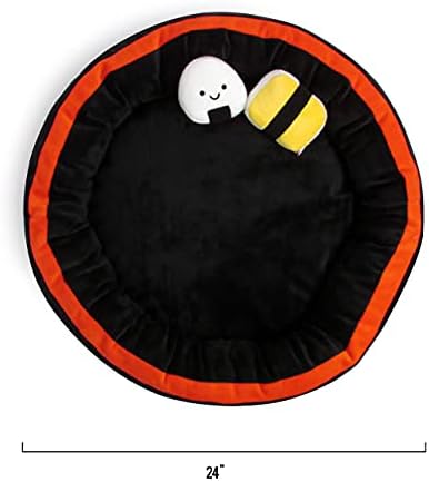 TONBO Soft Plush Small Cute and Cozy Sushi Dog Cat Bed with Two Sushi Crinkle Toys, Washer and Dryer Friendly, (Black)