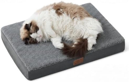 Bedsure Small Dog Bed, Cat Puppy Bed with Comfy Sherpa, 24"x16" Dark Grey