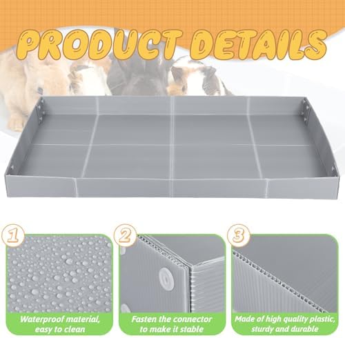 Wenqik 2 Pcs Guinea Pig Cage Liner Corrugated Plastic Base, Grey