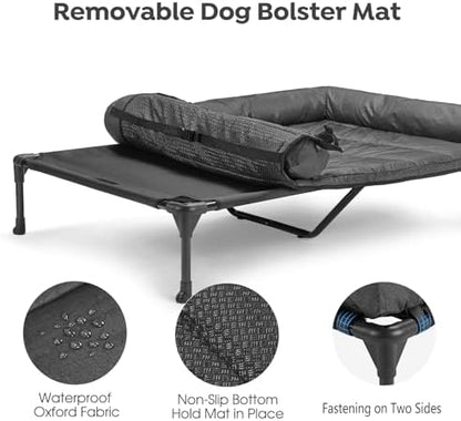 Veehoo Outdoor Elevated Dog Bed with Waterproof Bolster Cushion, Cooling