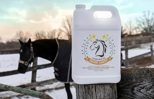 100% Pure Camelina Oil for Horses – Omega 3 & Vitamin E Rich Supplement for Coat, Hooves, Arthritis, Joints, Weight Gain & Ulcers – False Flaxseed Oil Made in Canada by Smart Earth, 1gal.