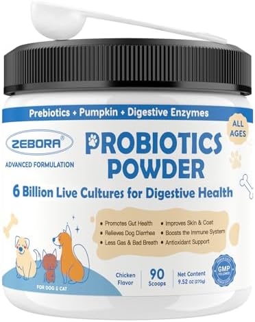 ZEBORA Probiotics for Dogs Powder, Chicken Flavor, 90 Scoops