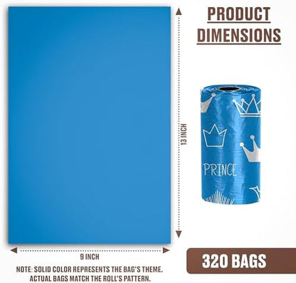 Parisian Pet Ecofriendly Dog Poop Bags Rolls - 320 Count Unscented Poop Bags For Dogs - Leakproof, Extra Thick, 16 Dog Waste Bags Refill Rolls - Prince Blue Doggie Poop Bags - Fits All Dispenser