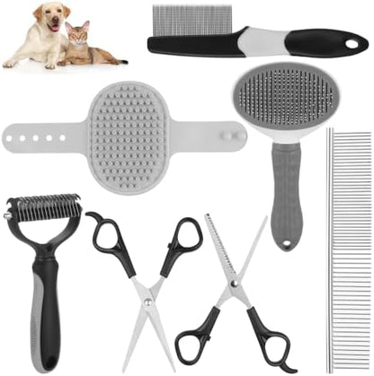 Pet Grooming Kit – Shedding Slicker Brush & Bath Massage Tool for Dogs, Cats, Puppies & Rabbits | Gentle, Easy-Clean Design for Healthy Coats & Relaxing Grooming