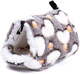 Cozy Hideout House for Small Animals - Soft Washable Bed for Guinea Pigs, Chinchillas, Hamsters and Hedgehogs Warm Comfortable Pet Hideaway with Plush and Fleece for Winter (Coffee)