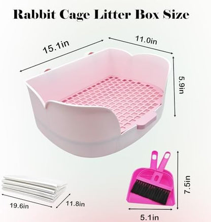 PINVNBY Rabbit Litter Box for Cage,Bunny Potty Box Corner Rabbits Litter Pan Trainer Toilet with Grate for Guinea Pig Hedgehog Chinchilla Ferret(Purple)