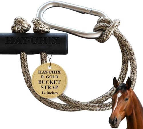 hay chix 14-Inch Horse Bucket Strap | Adjustable Stall Hanger, R. Gold