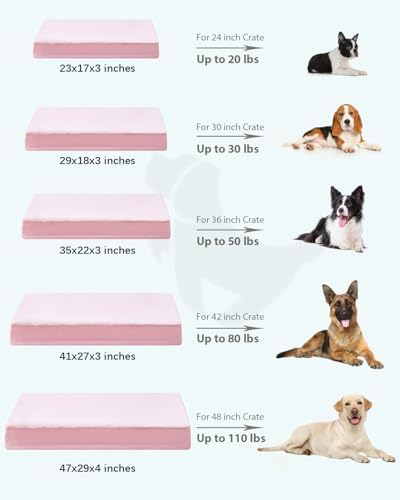 KSIIA Orthopedic Dog Bed for Small Dogs with Waterproof Lining, Pink, 23x17