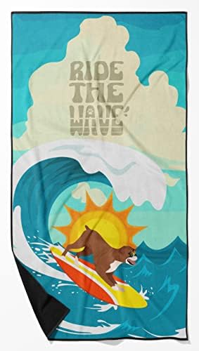 Caroline's Treasures MLM1195TWL3060 Surfer Dog Fawn Boxer Premium Beach Towel Oversized Towel Beach Blanket, Pool, Beach Essentials, Yoga, Premium Bath Towel, Quick Dry Plush