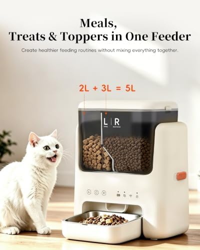 Automatic Cat Feeder, Dual Hopper for Meals & Treats, App Control