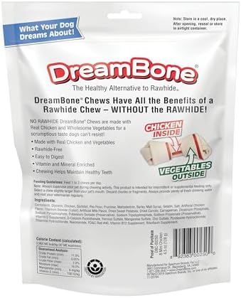 DreamBone Mini Bone Rawhide-Free Dog Treats With Real Protein, 8 Count