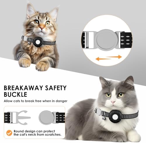Cat Tracker, GPS Tracker, Compatible with Apple Find My App(Only iOS), Waterproof Pet Tracker with Safety Elastic Buckle, No Monthly Fee Cat Tracker Collar, Works with Any Collar (Black)