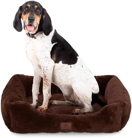 AKC Plush Cuddler Dog Bed, Low-Profile Entrance, Medium Dogs, Brown, 30"