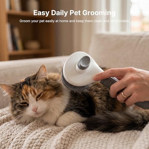 Pet Deshedding Brush，Self-Cleaning Slicker Grooming Tool with Soft Rubber Handle and Rounded Stainless Steel Pins, Removes Loose Undercoat and Tangles, Suitable for Long & Short Hair Pets