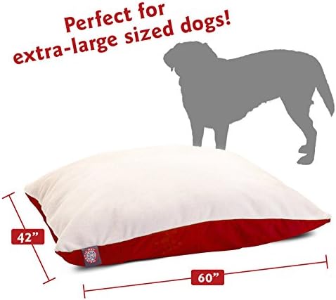 Majestic Pet Rectangle X-Large Dog Bed Washable – Removable Slipcover Pet Bed – Dog Crate Bed Super Value Pillow Dog Bed – Dog Kennel Bed for Sleeping - Dog Bed X-Large Breed 42 x 60 Inch – Red