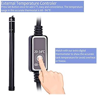 MQ Titanium Alloy 300W Aquarium Heater for Salt and Fresh Water, Digital LED Display Submersible Heater with External Thermostat Controller, for Fish Tank 50-60 Gallon