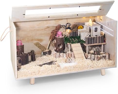 Pine Small Animals Houses&Habitats Chewproof, 32" Pine Guinea Pig Cage Hamster Cage for Small Animals (32" Medium, Short-Legged Stick)