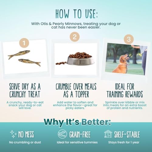 Otis & Pearly Freeze Dried Minnow Dog Treats - Single Ingredient, Made in USA - Healthy Protein Treat for Small, Medium, Large Breeds, Cats (4 oz)