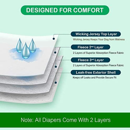 Pet Soft Female Dog Diapers, 3 Pack Washable Dog Diapers Female for Dogs in Heat Reusable Dogs Period Panties, Puppy Diapers (Animals, XS)