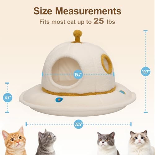 Cat House for Indoor Cats - 2 in 1 UFO Large Cat Bed Cave