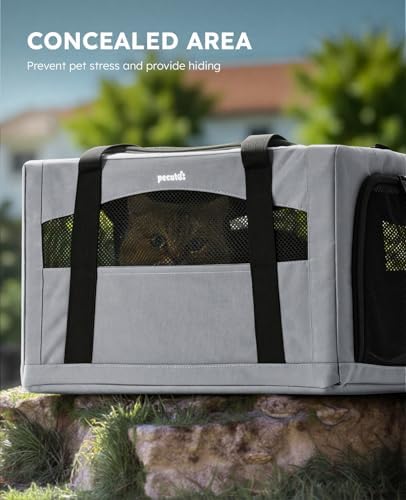 Pecute Cat Carrier Stable, Pet Carrier with Privacy Partition,Gray