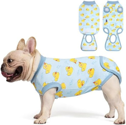 cyeollo Recovery Suit for Dogs Surgery Surgical Dog Onesie, Yellow Duck, S
