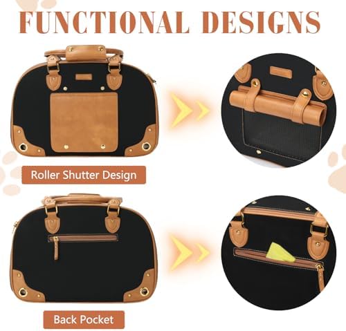 Dog Carrier Purse, Pet Carrier, Foldable Waterproof Premium Nylon Pet Travel Portable Bag Carrier for Cat and Small Dog Home/Outdoor Medium Black